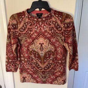 Talbots Cashmere Audrey Sweater in Paisley Print. Petite Small, New with tags.